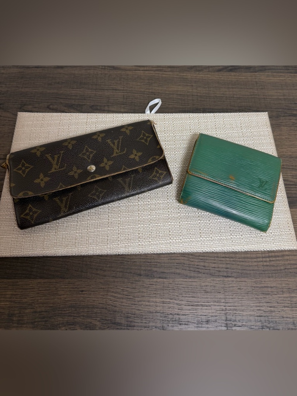 Louis Vuitton Monogram Clutch and Green Epi Compact Wallet- Rehab